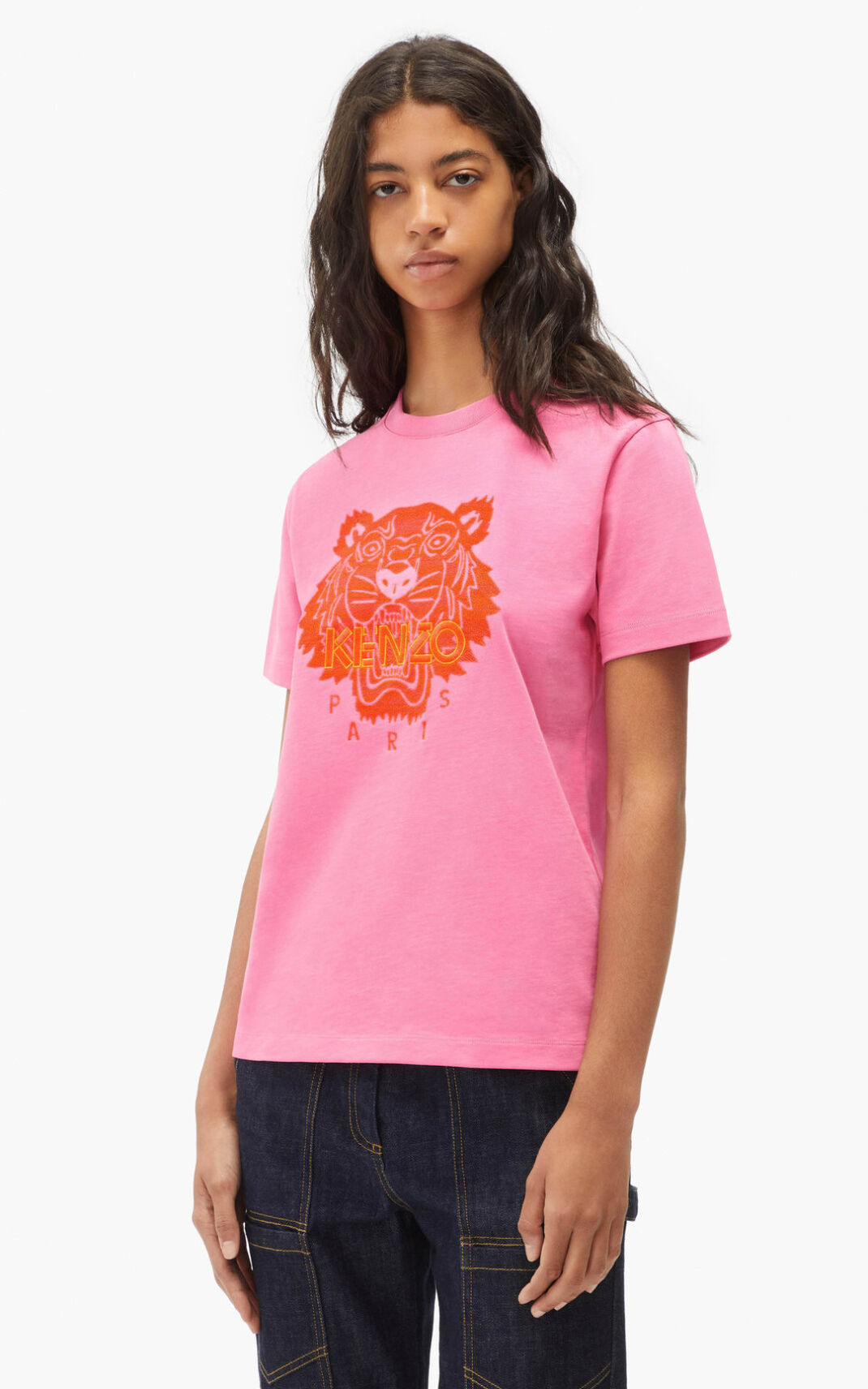 Kenzo Loose Tiger T-shirts Dame - Lyserød DK-283619